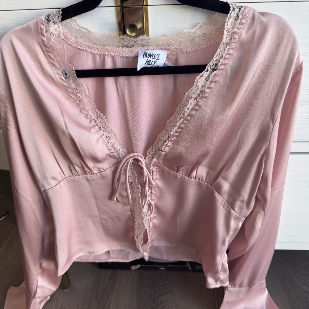 Princess Polly Hunton Long Sleeve Top Pink Size 6 Worn Once!